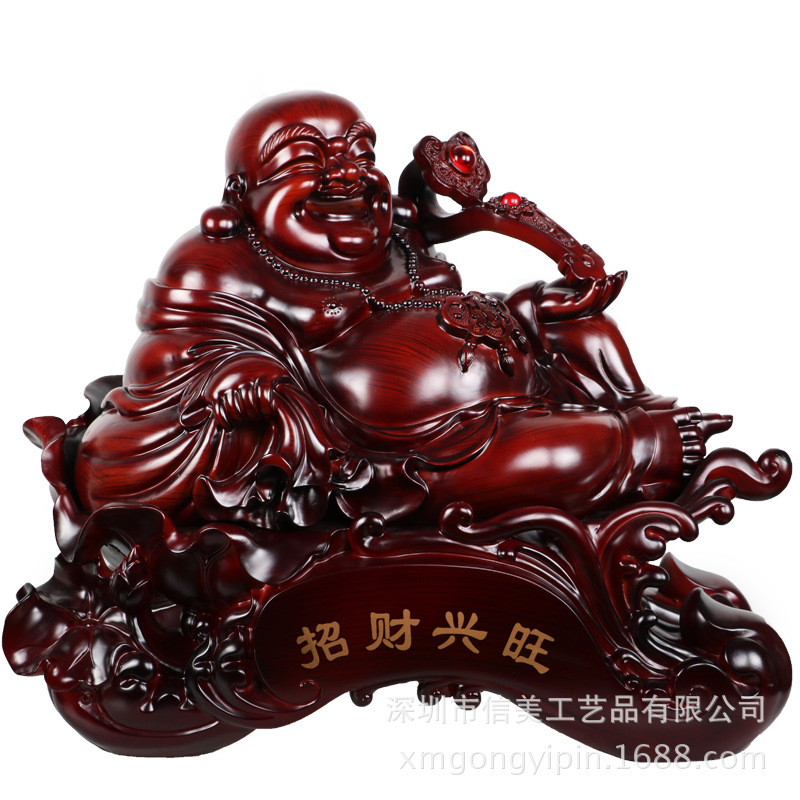樹脂仿木招財(cái)佛擺件 匠心工藝，聚財(cái)興旺，開業(yè)喬遷送禮佳選